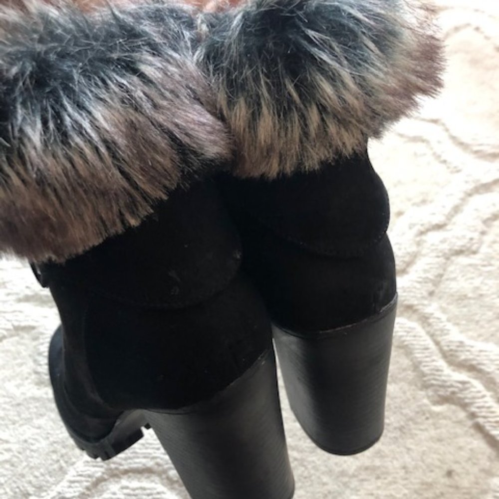 Fergie by Fergalicious Faux Fur Lace Up Suede Boot